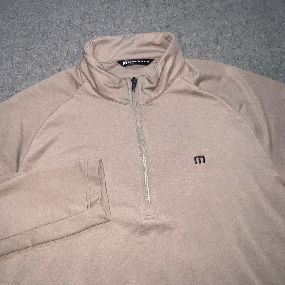 Travis Mathew Sweatshirt Mens Large Brown Valiant Pullover 1/4 Zip TM Golf